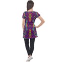 Abstract Pattern Puff Sleeve Tunic Top View2