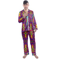 Abstract Pattern Men s Long Sleeve Satin Pajamas Set by designsbymallika