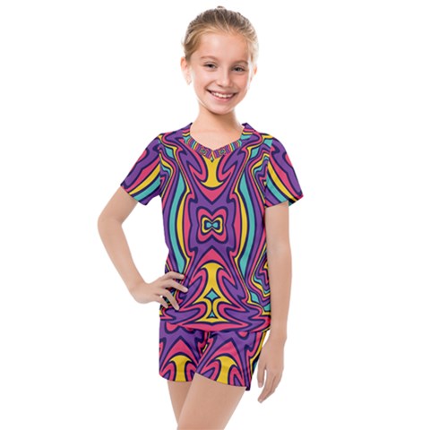 Abstract Pattern Kids  Mesh Tee And Shorts Set by designsbymallika