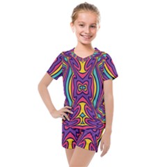 Abstract Pattern Kids  Mesh Tee And Shorts Set