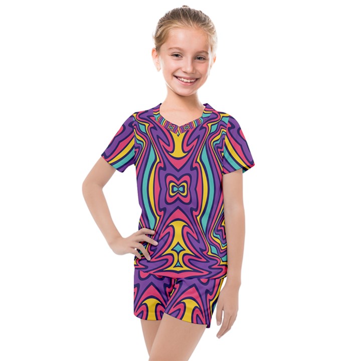 Abstract Pattern Kids  Mesh Tee and Shorts Set