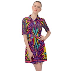 Abstract Pattern Belted Shirt Dress by designsbymallika