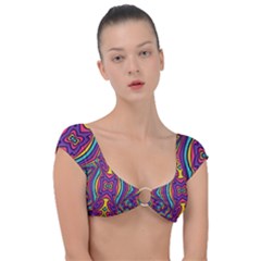 Abstract Pattern Cap Sleeve Ring Bikini Top by designsbymallika