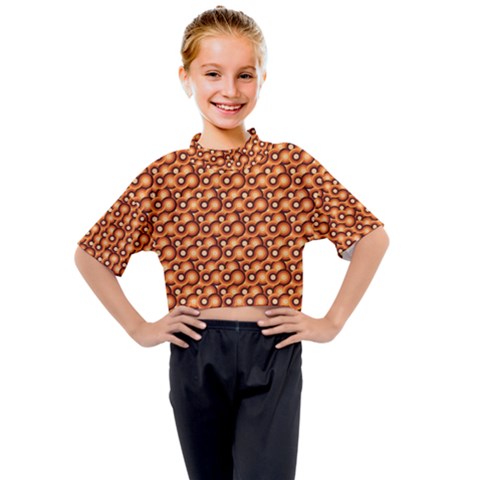 Curvy Geometric Pattern Kids Mock Neck Tee by designsbymallika