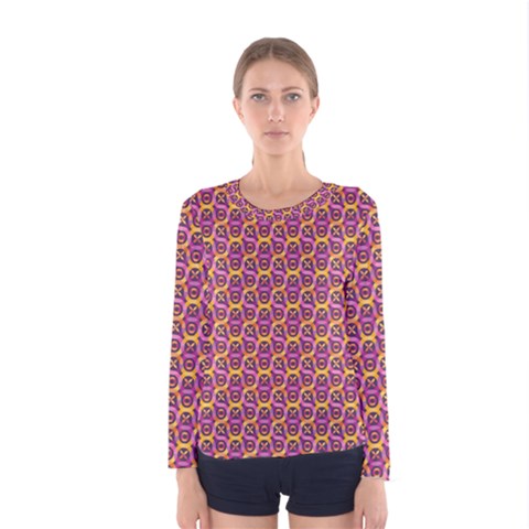 Geometric Groovy Pattern Women s Long Sleeve Tee by designsbymallika