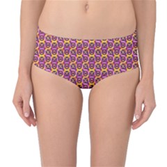 Geometric Groovy Pattern Mid-waist Bikini Bottoms by designsbymallika