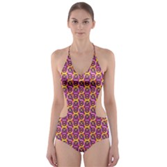 Geometric Groovy Pattern Cut-out One Piece Swimsuit by designsbymallika