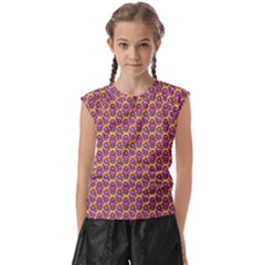 Geometric Groovy Pattern Kids  Raglan Cap Sleeve Tee