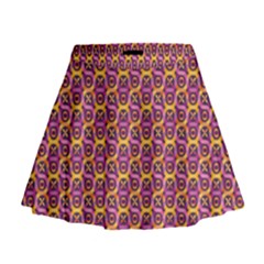 Geometric Groovy Pattern Mini Flare Skirt by designsbymallika