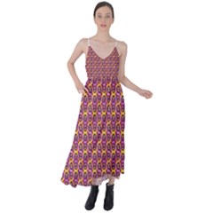 Geometric Groovy Pattern Tie Back Maxi Dress by designsbymallika