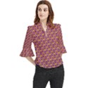 Geometric Groovy Pattern Loose Horn Sleeve Chiffon Blouse View1