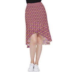 Geometric Groovy Pattern Frill Hi Low Chiffon Skirt