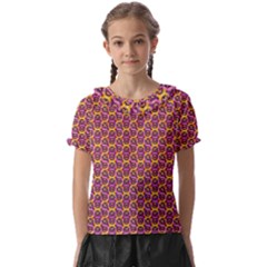 Geometric Groovy Pattern Kids  Frill Chiffon Blouse