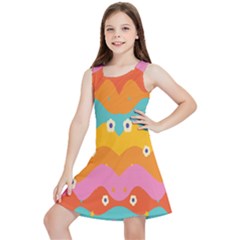 Floral Geometric Pattern Kids  Lightweight Sleeveless Dress