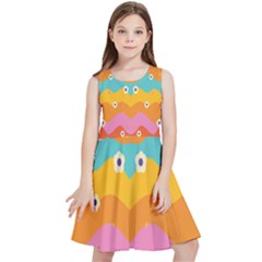 Floral Geometric Pattern Kids  Skater Dress by designsbymallika