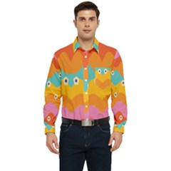 Floral Geometric Pattern Men s Long Sleeve Pocket Shirt 