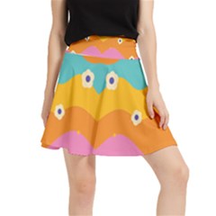 Floral Geometric Pattern Waistband Skirt