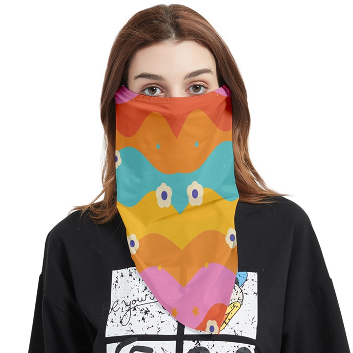 Floral Geometric Pattern Face Covering Bandana (Triangle)