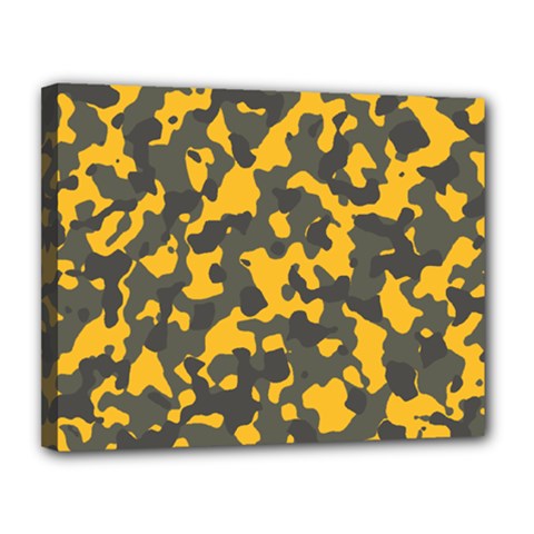 Camouflage Jaune/vert  Canvas 14  X 11  (stretched) by kcreatif