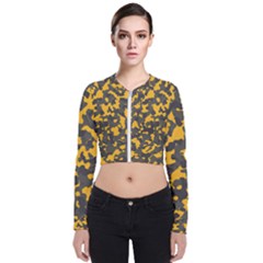 Camouflage Jaune/vert  Long Sleeve Zip Up Bomber Jacket by kcreatif