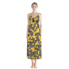 Camouflage Jaune/vert  Button Up Chiffon Maxi Dress by kcreatif