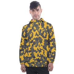 Camouflage Jaune/vert  Men s Front Pocket Pullover Windbreaker by kcreatif