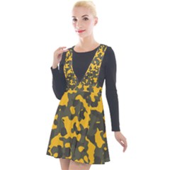 Camouflage Jaune/vert  Plunge Pinafore Velour Dress by kcreatif