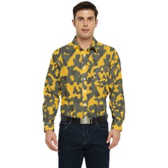 Camouflage Jaune/vert  Men s Long Sleeve Pocket Shirt 