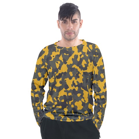 Camouflage Jaune/vert  Men s Long Sleeve Raglan Tee by kcreatif