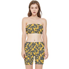 Camouflage Jaune/vert  Stretch Shorts And Tube Top Set by kcreatif