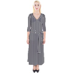 Bande Noir/blanc  Quarter Sleeve Wrap Maxi Dress by kcreatif