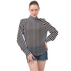 Bande Noir/blanc  High Neck Long Sleeve Chiffon Top