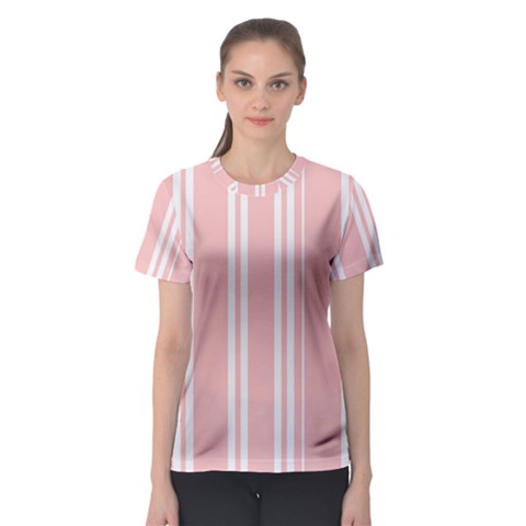 Bandes Blanc/rose Clair Women s Sport Mesh Tee by kcreatif