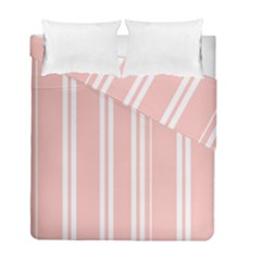 Bandes Blanc/rose Clair Duvet Cover Double Side (full/ Double Size) by kcreatif