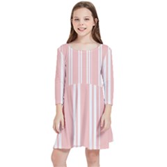 Bandes Blanc/rose Clair Kids  Quarter Sleeve Skater Dress