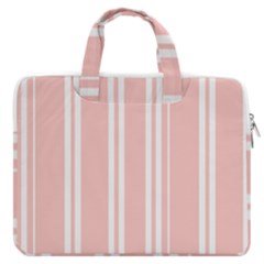 Bandes Blanc/rose Clair Macbook Pro Double Pocket Laptop Bag (large)