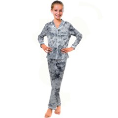 Degrade Blanc/gris Kid s Satin Long Sleeve Pajamas Set