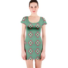 Mushrooms In The Meadow  Short Sleeve Bodycon Dress by SychEva