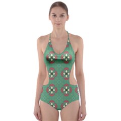 Mushrooms In The Meadow  Cut-out One Piece Swimsuit by SychEva