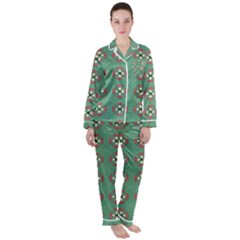 Mushrooms In The Meadow  Satin Long Sleeve Pajamas Set by SychEva