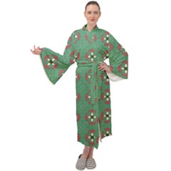 Mushrooms In The Meadow  Maxi Velour Kimono by SychEva