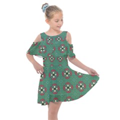 Mushrooms In The Meadow  Kids  Shoulder Cutout Chiffon Dress by SychEva