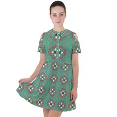 Mushrooms In The Meadow  Short Sleeve Shoulder Cut Out Dress  by SychEva