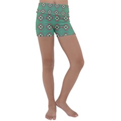 Mushrooms In The Meadow  Kids  Lightweight Velour Yoga Shorts by SychEva