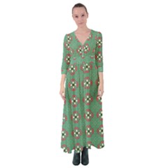 Mushrooms In The Meadow  Button Up Maxi Dress by SychEva