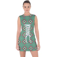 Mushrooms In The Meadow  Lace Up Front Bodycon Dress by SychEva