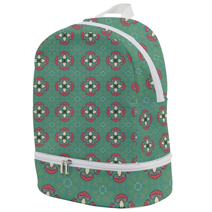 Mushrooms in the meadow. Zip Bottom Backpack