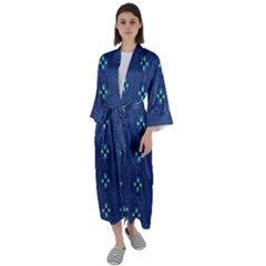 Mushrooms in the meadow. Maxi Satin Kimono