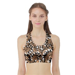 Modern Tribal Geometric Print Design Sports Bra With Border by dflcprintsclothing