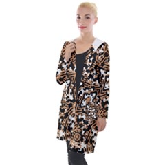 Modern Tribal Geometric Print Design Hooded Pocket Cardigan